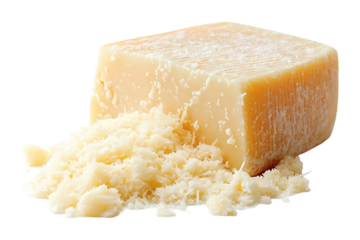 Grated parmesan cheese isolated on transparent background.