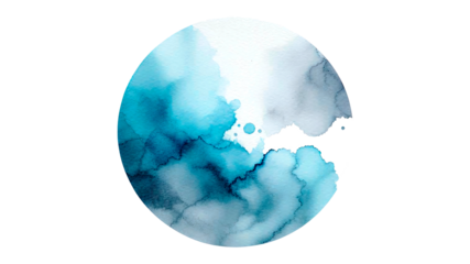 Light gray and light blue color paint brush strokes in watercolor isolated against transparent