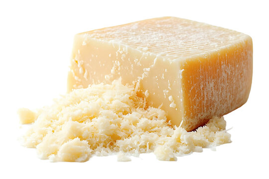 Grated parmesan cheese isolated on transparent background.
