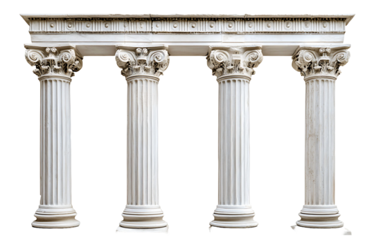 Greek pillars isolated on transparent background.