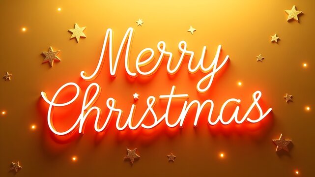 Merry Christmas neon lettering. Bright holiday calligraphy. Xmas neon handwritten text. - Powered by Adobe