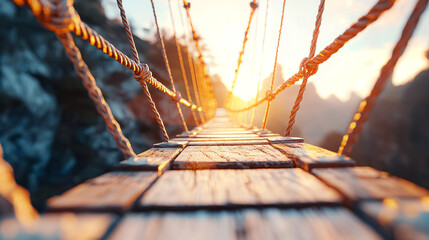 Naklejka premium A bridge with a rope hanging from it. AI Generated