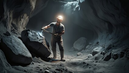 Obraz premium undergrounds miners working in harsh climate ai gen