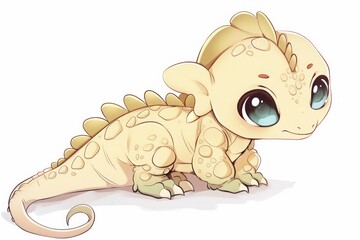 Cute baby dragon illustration on white background for fantasy themes.