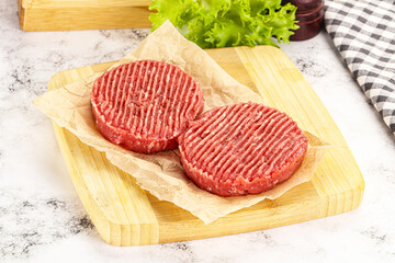 Raw beef  burger cutlet for grill