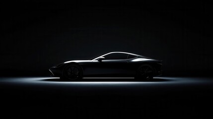 A minimalist black wallpaper with subtle textures of a sleek car silhouette