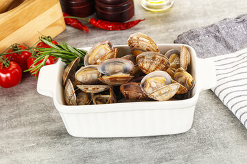 Raw vongole clams for cooking © Andrei Starostin