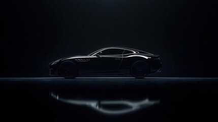 A minimalist black wallpaper with subtle textures of a sleek car silhouette
