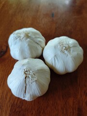 garlic on a wooden table