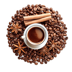 Top View of Coffee Beans and Spices