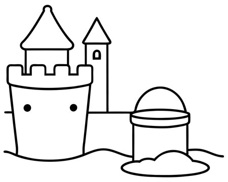 recommend clip art: sand castle and bucket outline coloring book page line art drawing