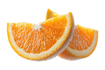 Floating orange slices isolated on transparent background.