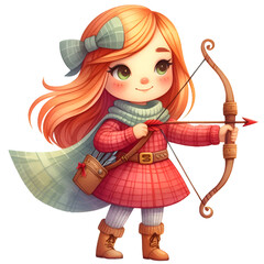 Fototapeta premium Cute Girl Clipart, Toddler Clipart, Chibi Girl Clipart, Quirky Girl Clipart, Cartoon Girl PNG, Fashion Girl PNG