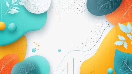 Abstract colorful background with organic shapes and leaves for design purposes.