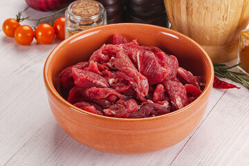 Raw beef meat - sliced strips