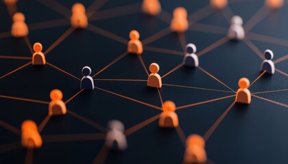 A network of interconnected people represented by stylized figures, highlighting social connections and digital interactions.