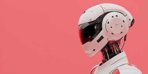 Futuristic AI Android with a Pink Background: The Future of Technology