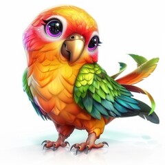 Charming parrotlet with vibrant colors isolated on white for animal design.