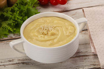 Gourmet cheese soup in the bowl