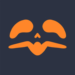 Spooky Halloween mask illustration in orange on a dark background. Ideal for eerie designs, holiday decor, and costume themes for Halloween celebrations.