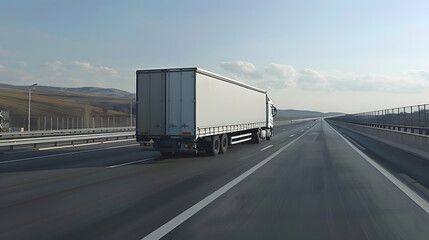A truck carrying cargo on the highway against the sky. AI Generated