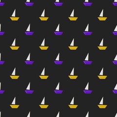 seamless pattern with yellow and purple boats