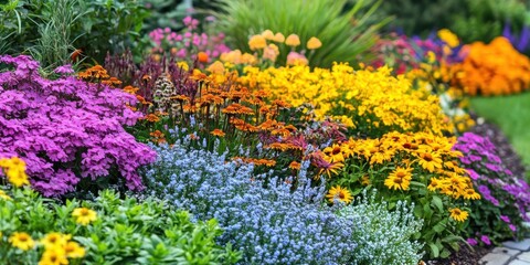 Obraz premium garden filled with colorful perennials 