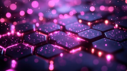 Abstract Hexagon Pattern with Glowing Lights