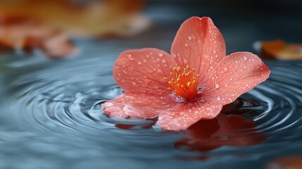 Delicate Flower Floating on Water