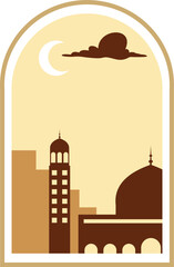 Aesthetic Boho Landscape with Mosque