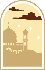 Aesthetic Boho Landscape with Mosque