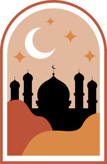 Aesthetic Boho Landscape with Mosque