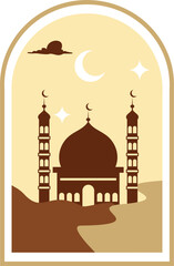 Aesthetic Boho Landscape with Mosque