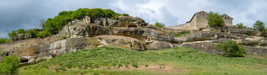 Panorama of the ancient cave city of Chufut-Kale, Crimea