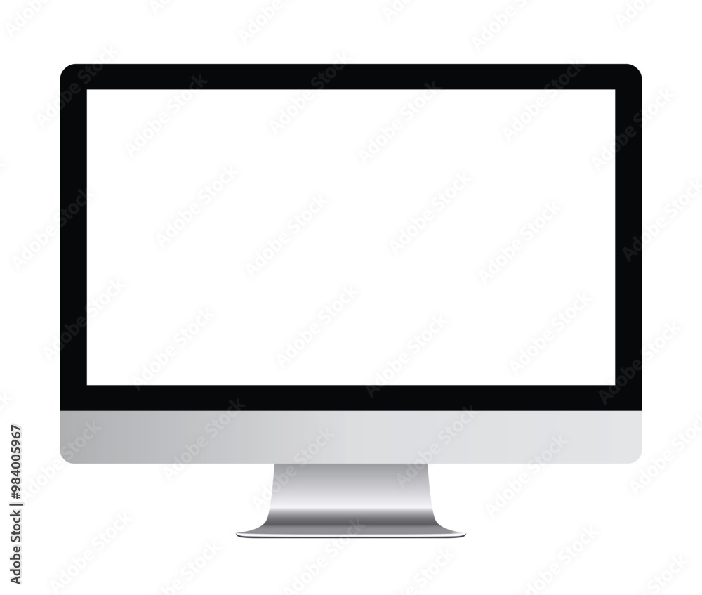 Wall mural computer monitor display with empty screen isolated on transparent background.