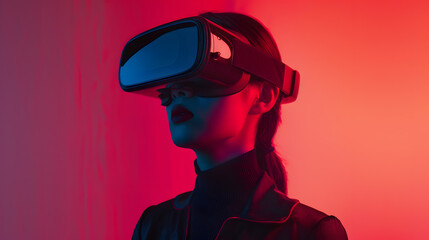 A woman wearing virtual glasses will wipe while controlling a program. AI Generated