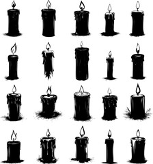 Fototapeta premium Candle Silhouette Collection in Black and White