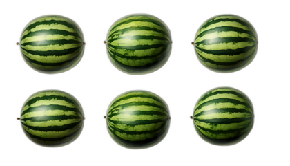  Cocomero (anguria) dall'alto- Sei cocomeri disposti su uno sfondo bianco, visti dall'alto, _1(89)