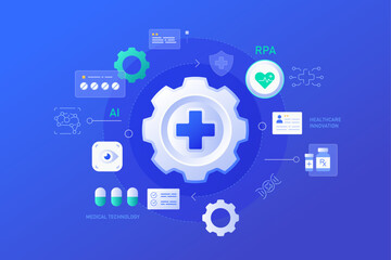 Robotic Process Automation in Healthcare background illustration