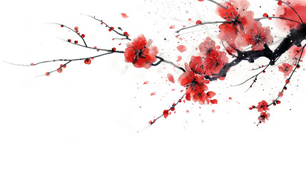 Naklejka premium Chinese ink painting plum blossom