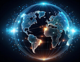 Fototapeta premium Abstract image representing global connectivity, communication and international business