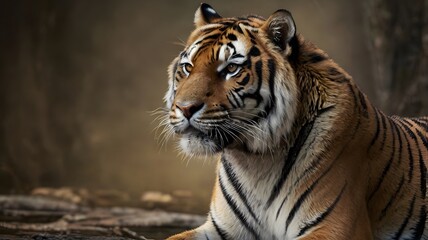 A highly detailed, realistic close-up shot of a tiger with an intense gaze The tiger's orange and black stripes are captured with stunning clarity, showing off the animal's power and majesty in nature - Powered by Adobe