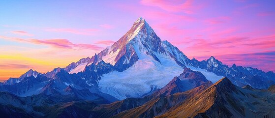 Fototapeta premium Majestic Mountain Landscape at Sunset Glow