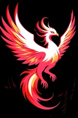 Naklejka premium Fiery Phoenix Bird Illustration