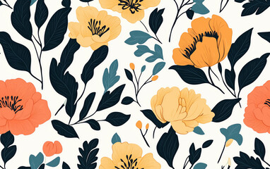  flower and plants seamless pattern 