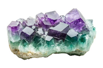 Fluorite crystal isolated on transparent background.