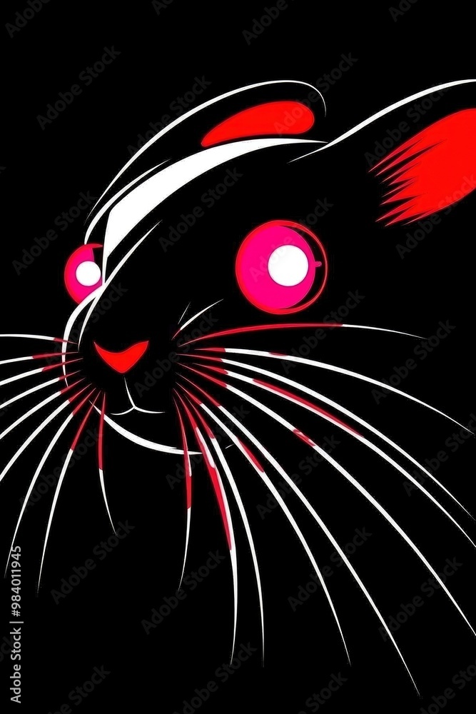 Sticker abstract red eyed rabbit illustration