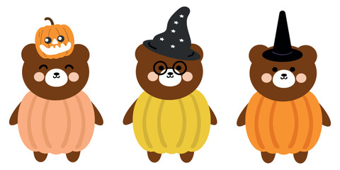 Hand drawing cartoon animals with halloween vibes. cute sticker for halloween, doodle set