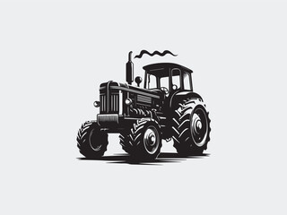 tractor black and white vector illustration art