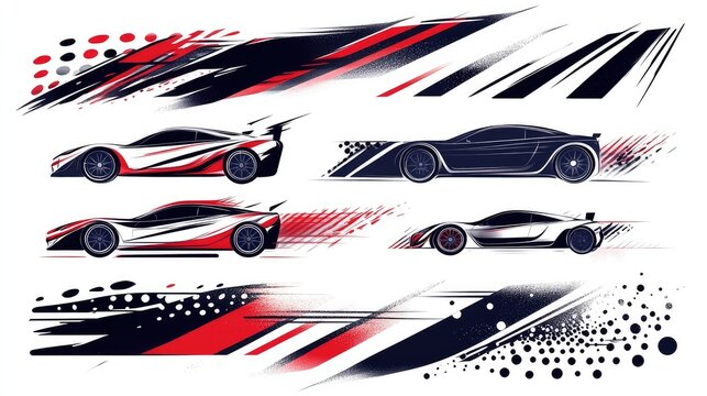 Sport Stripes Vinyl Stickers Set for Racing Vehicle Tuning and Speed Lines - High-Quality Vector Graphics for Customization